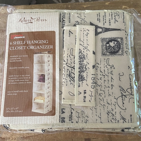 Home Basics 6 Shelf Hanging Closet Organizer "Adore Paris" - Picture 2 of 6